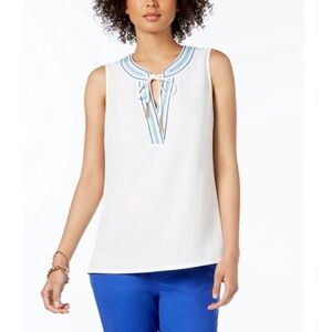 Tommy Hilfiger Embroidered Tie Blouse